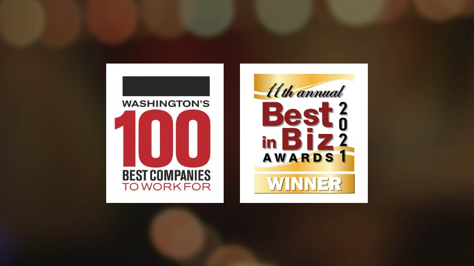 100 Best Companies award and Best In Biz award badges