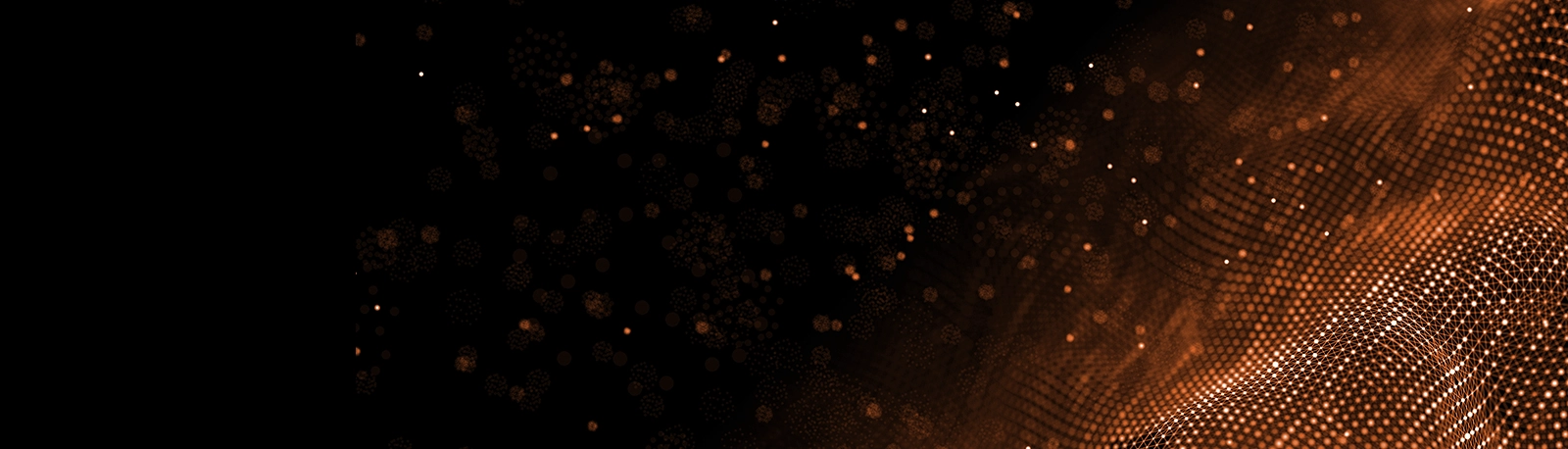 Orange and black abstract visualization of a data network