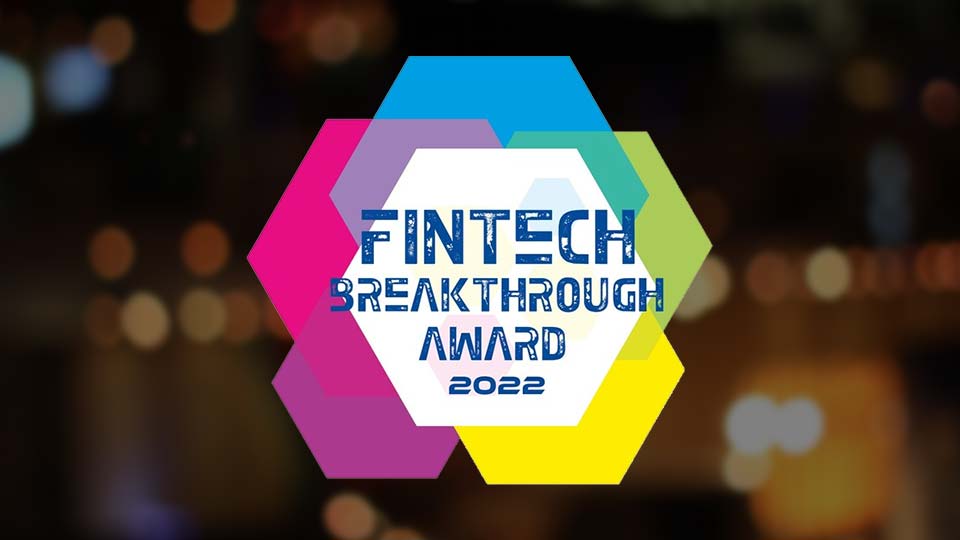 Logo of Fintech Breakthrough Award 2022 on a bokeh light background